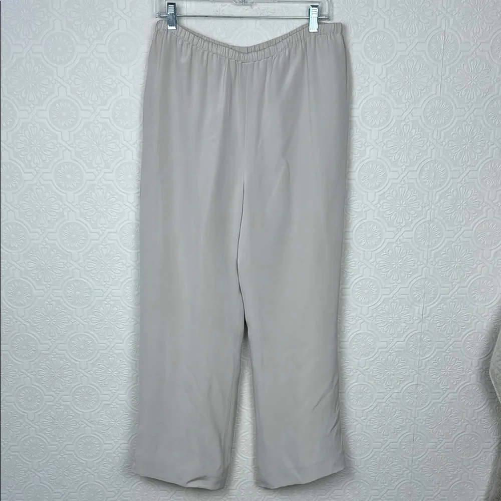 Lafayette 148 100% Silk trouser Pants Pull on‎ Stretchy Waist Cream Size 12